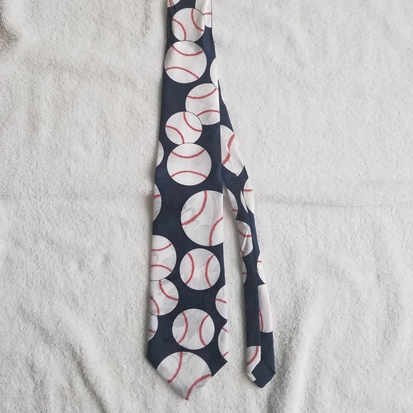 Dino Romaro Hand Made Baseball Themed Necktie / Suit Tie - Picture 1 of 11